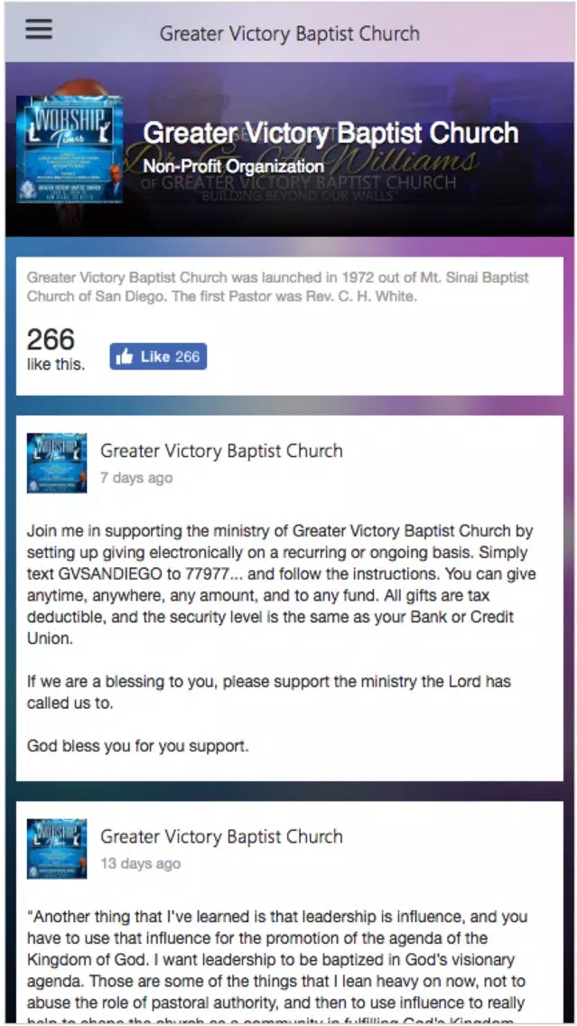 Zrzuty ekranu Greater Victory Baptist Church