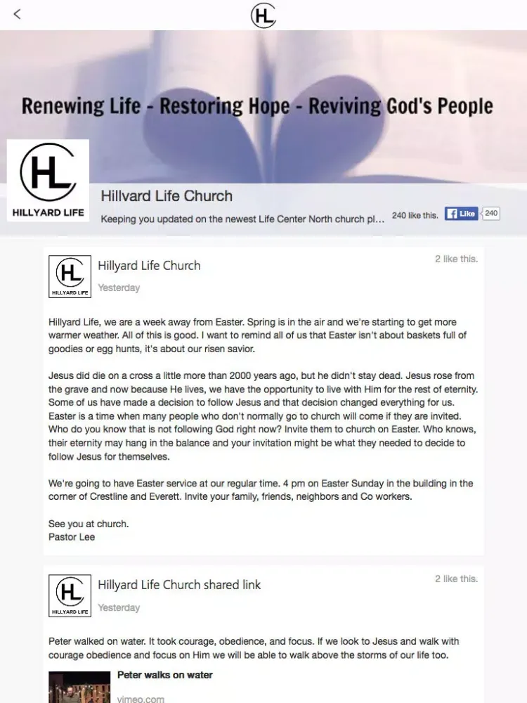 Hillyard Life Church iPad  스크린샷