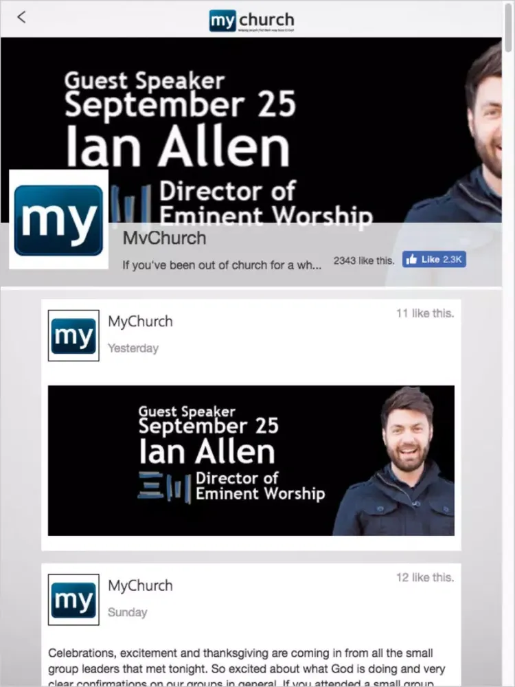 Capturas de tela do MyChurch Columbus iPad 