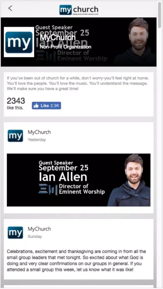 Capturas de tela do MyChurch Columbus