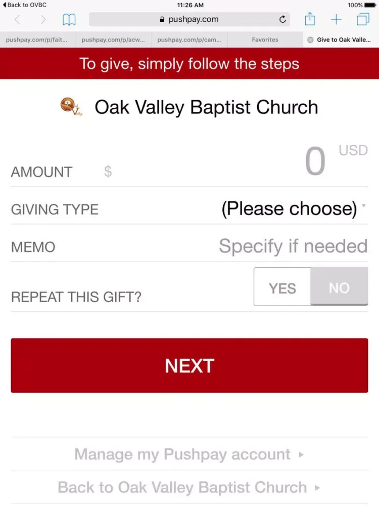 Oak Valley BC iPad  스크린샷