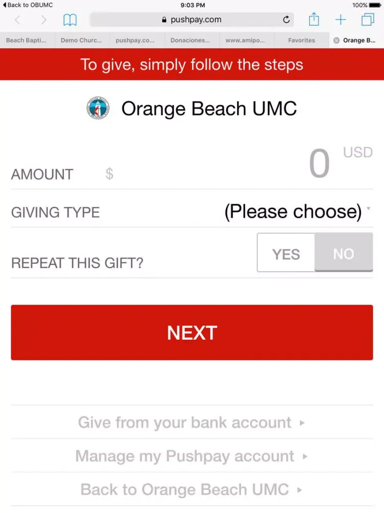 Orange Beach UMC iPad  स्क्रीनशॉट