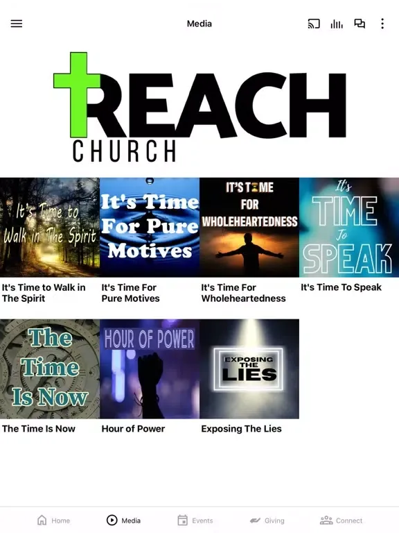 Tangkapan layar Reach Community Church iPad 