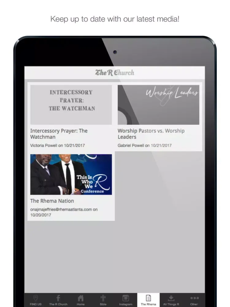 Capturas de pantalla de The Rhema Church of ATL iPad 