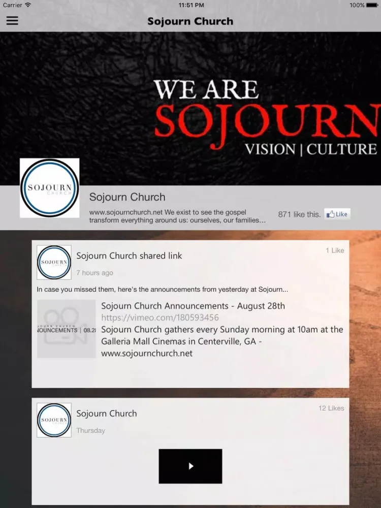 Tangkapan skrin Sojourn Church - WR iPad 