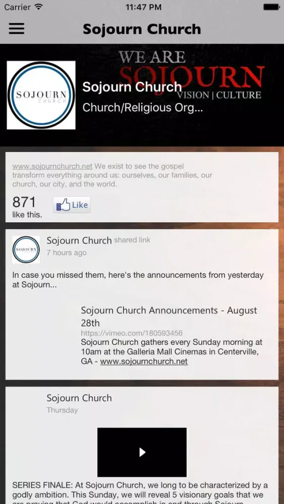 Tangkapan skrin Sojourn Church - WR