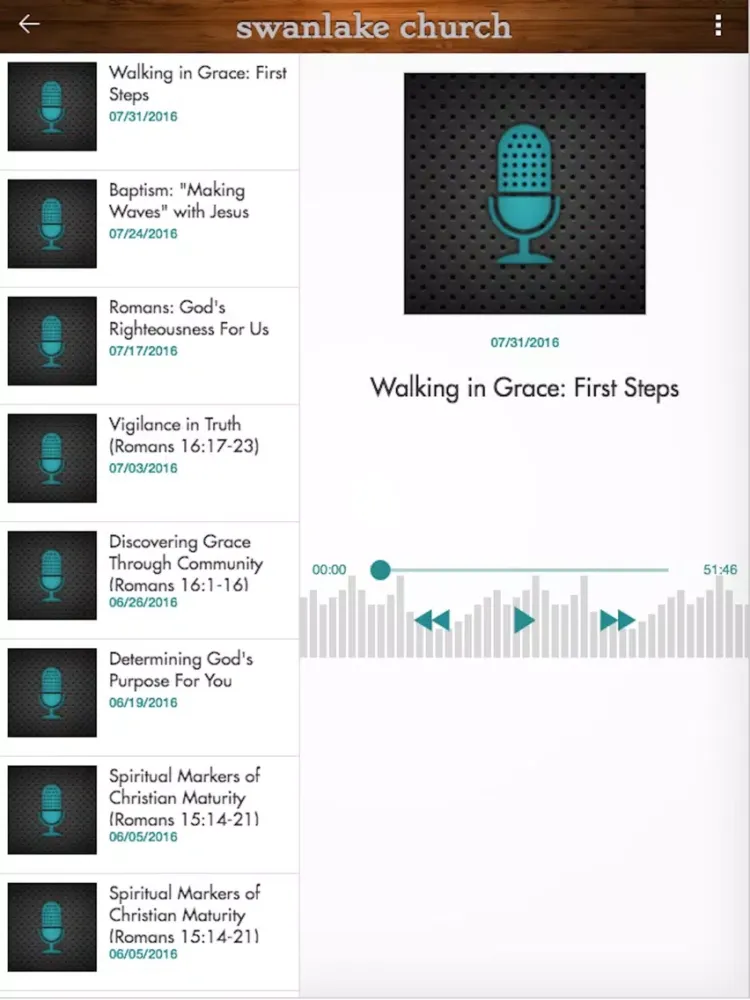 Tangkapan layar Swan Lake Church EFCA iPad 