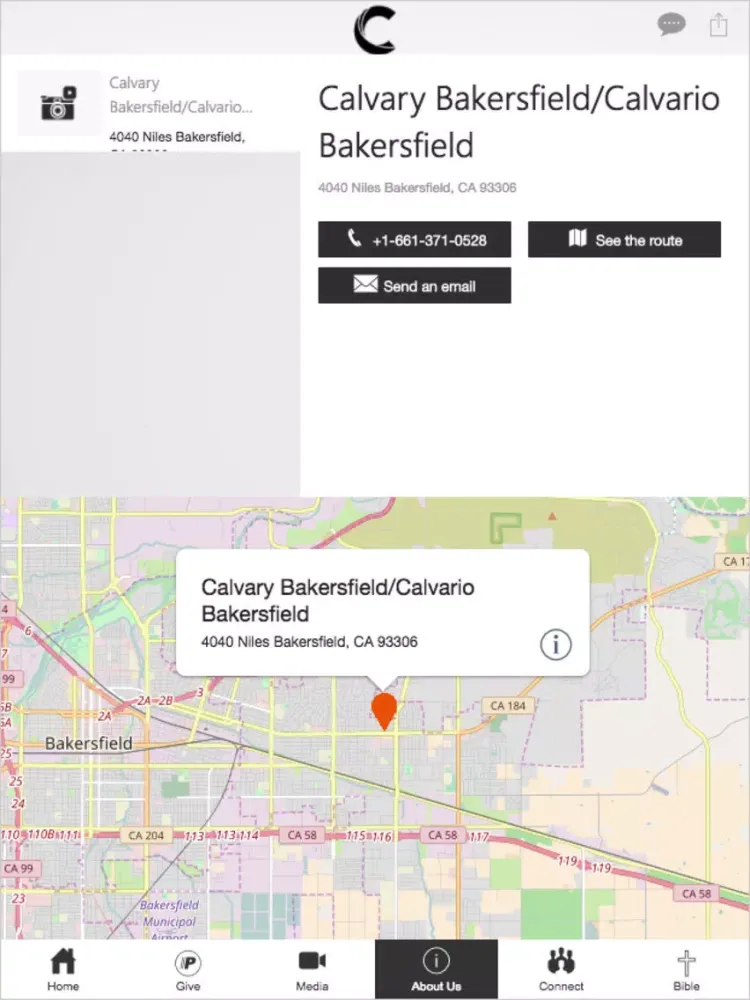 Tangkapan layar Calvary Bakersfield iPad 