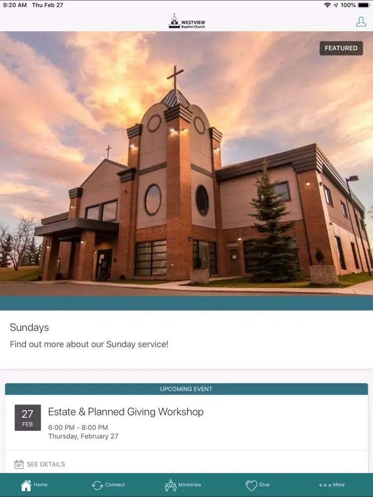 Westview Baptist Calgary iPad  Screenshots
