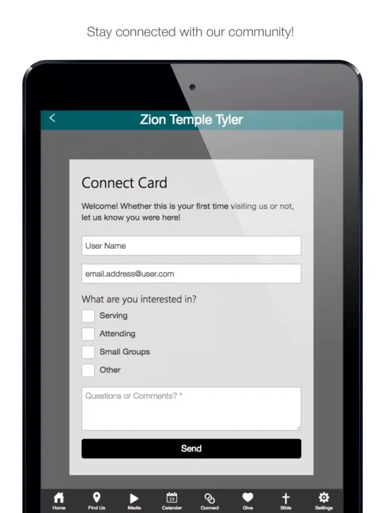 Ảnh chụp màn hình của Zion Temple Tyler iPad 