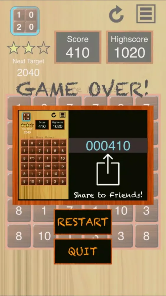 1020 - add to multiple of ten. merge number puzzel應用截圖