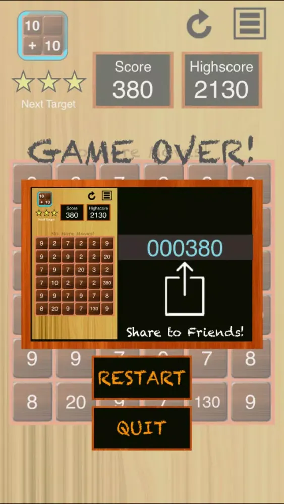Tangkapan skrin 10+10 - multiple ten puzzel game
