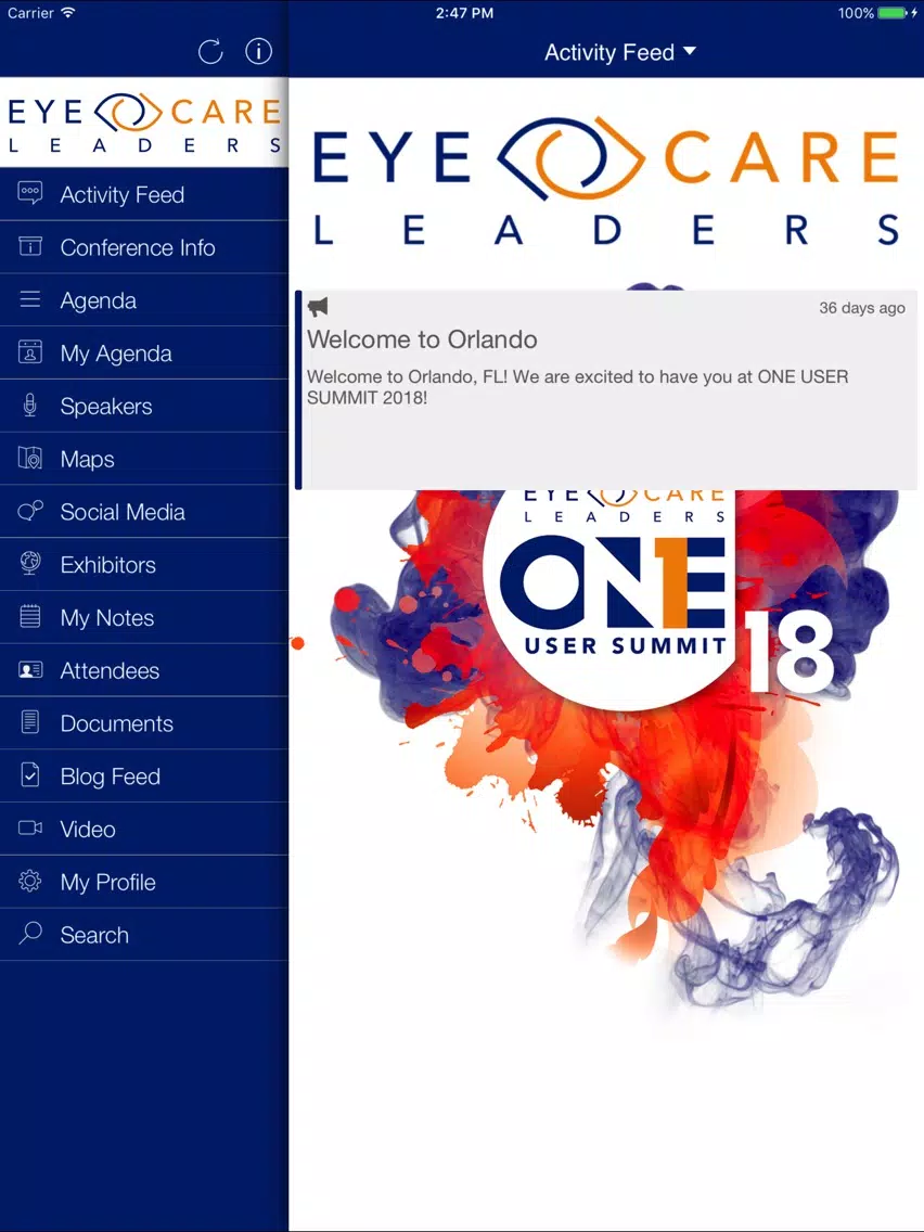 Ảnh chụp màn hình của One User Summit iPad 