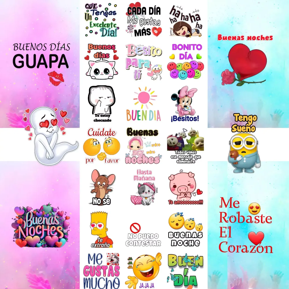 Capturas de pantalla de pegatinas de buenos dias