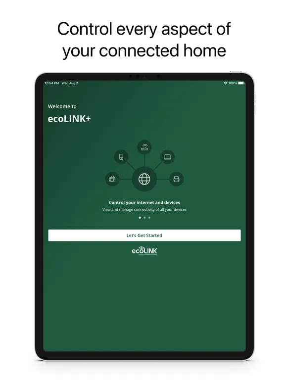 Capturas de tela do ecoLINK+ iPad 