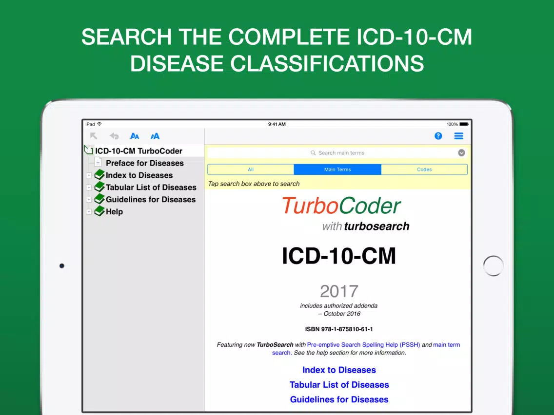 ICD-10-CM TurboCoder, 2017. iPad  سکرین شاٹس