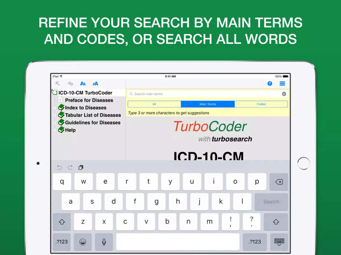 ICD-10-CM TurboCoder, 2017. iPad  سکرین شاٹس