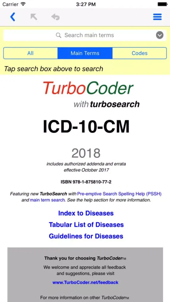 ICD-10-CM TurboCoder, 2018.应用截图