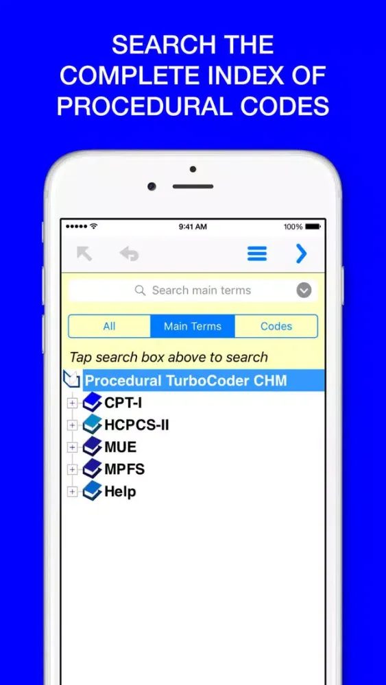 Capturas de tela do Procedural TurboCoder 2016 CPT Codes, HCPCS & MUE.