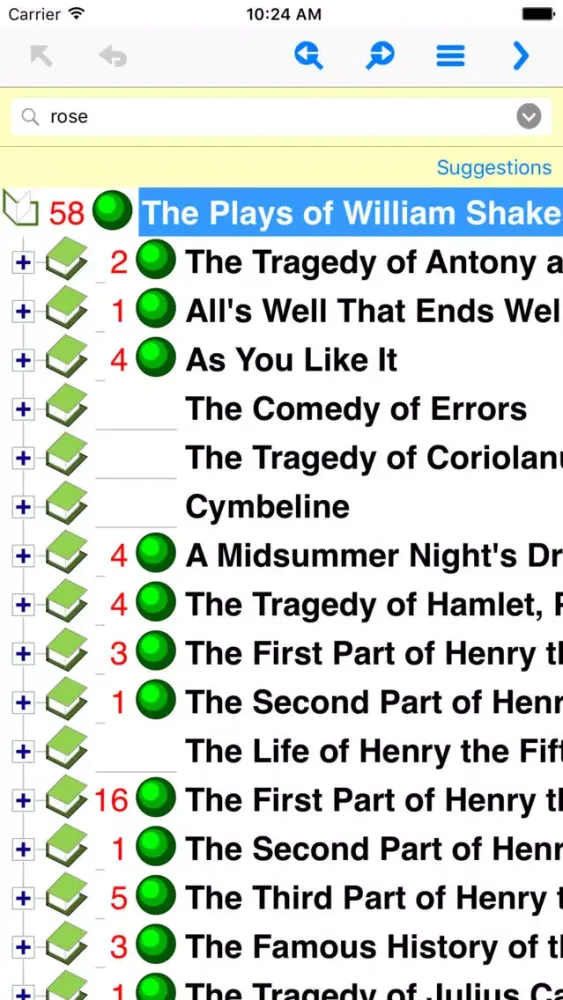 Tangkapan layar Plays of William Shakespeare TurboSearch