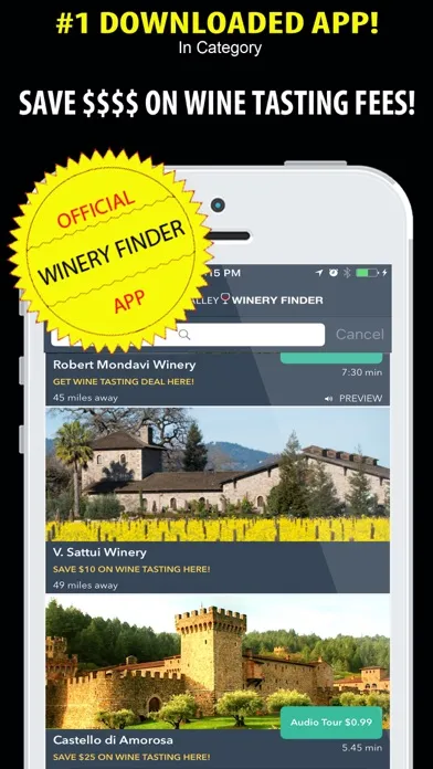 Napa Valley Winery Finder REAL Screenshots