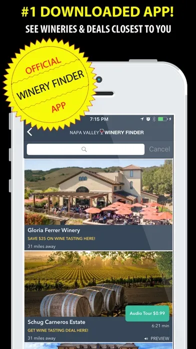 Napa Valley Winery Finder REAL Screenshots