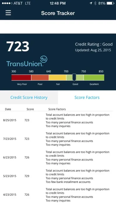 Capturas de tela do IDProtect® Score Tracker