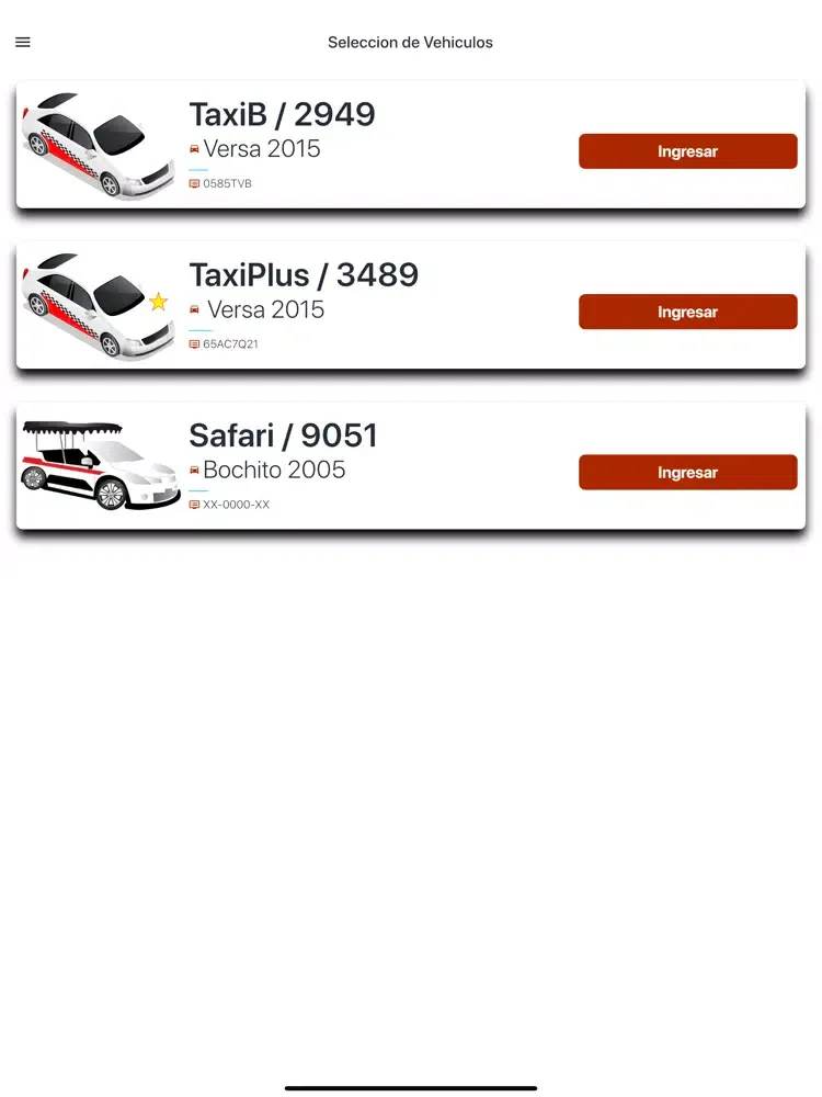 Tangkapan skrin Ecotaxis Rojos MZT Conductor iPad 