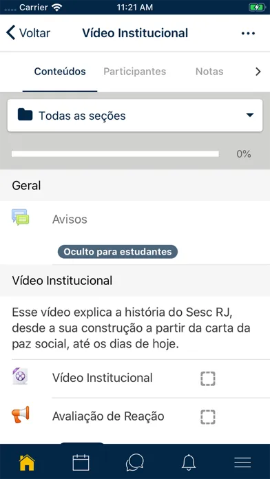 Capturas de tela do Universidade Corporativa SESC