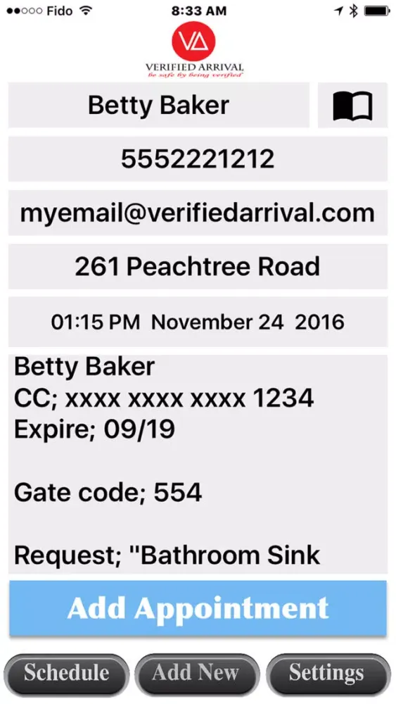 Screenshot di Verified Arrival App