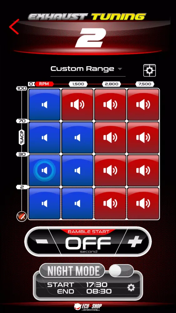 Capturas de tela do Race Exhaust ECU-SHOP