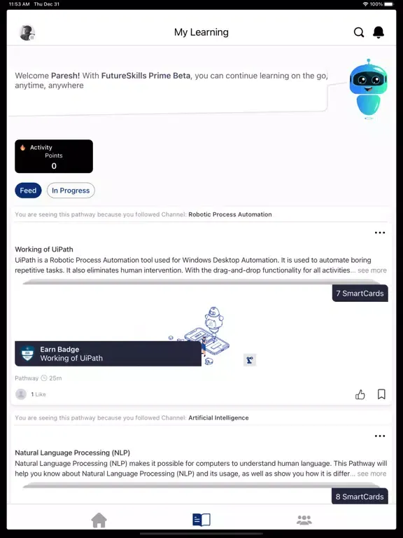 Tangkapan layar FutureSkills Prime iPad 