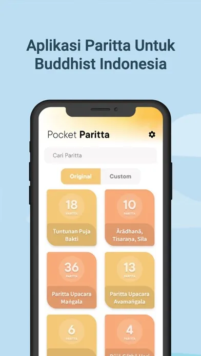 Capturas de tela do Pocket Paritta