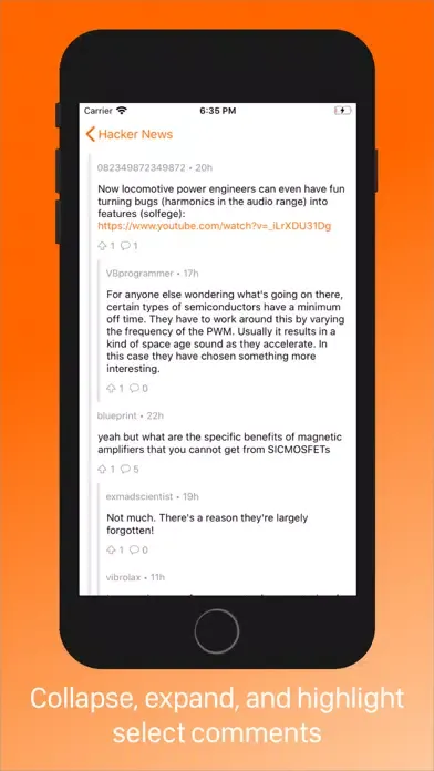 Capturas de pantalla de Hacker News Feed