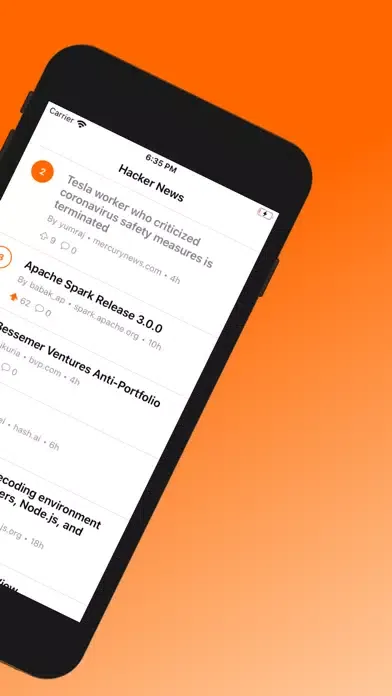 Capturas de pantalla de Hacker News Feed