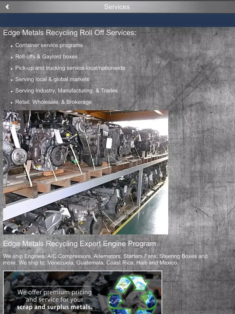 Edge Metals Recycling iPad  Screenshots