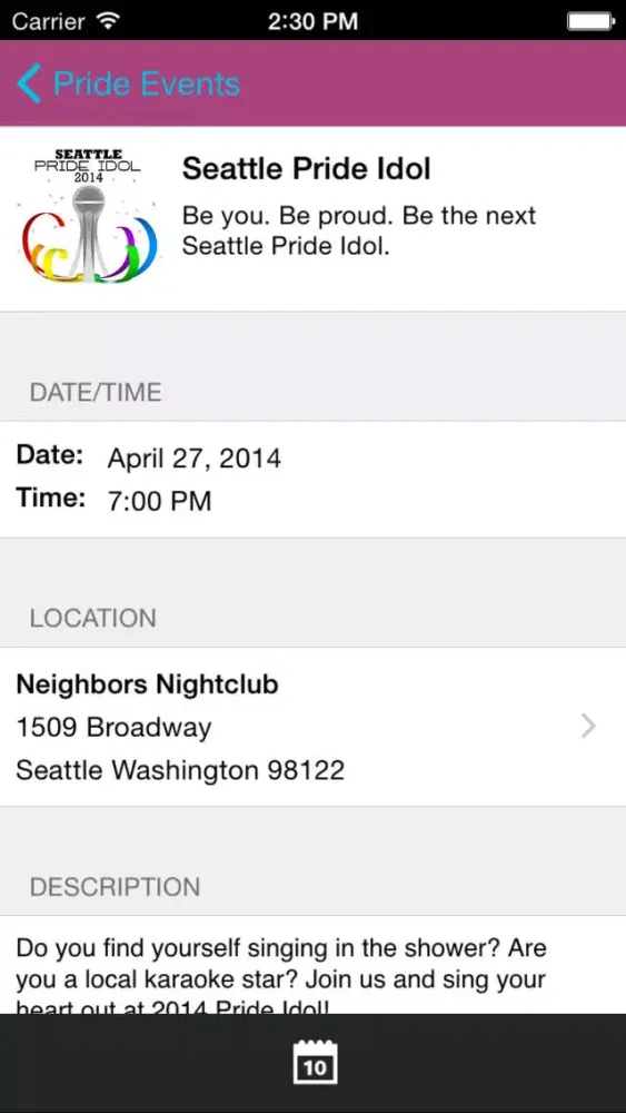 Ảnh chụp màn hình của Seattle Pride