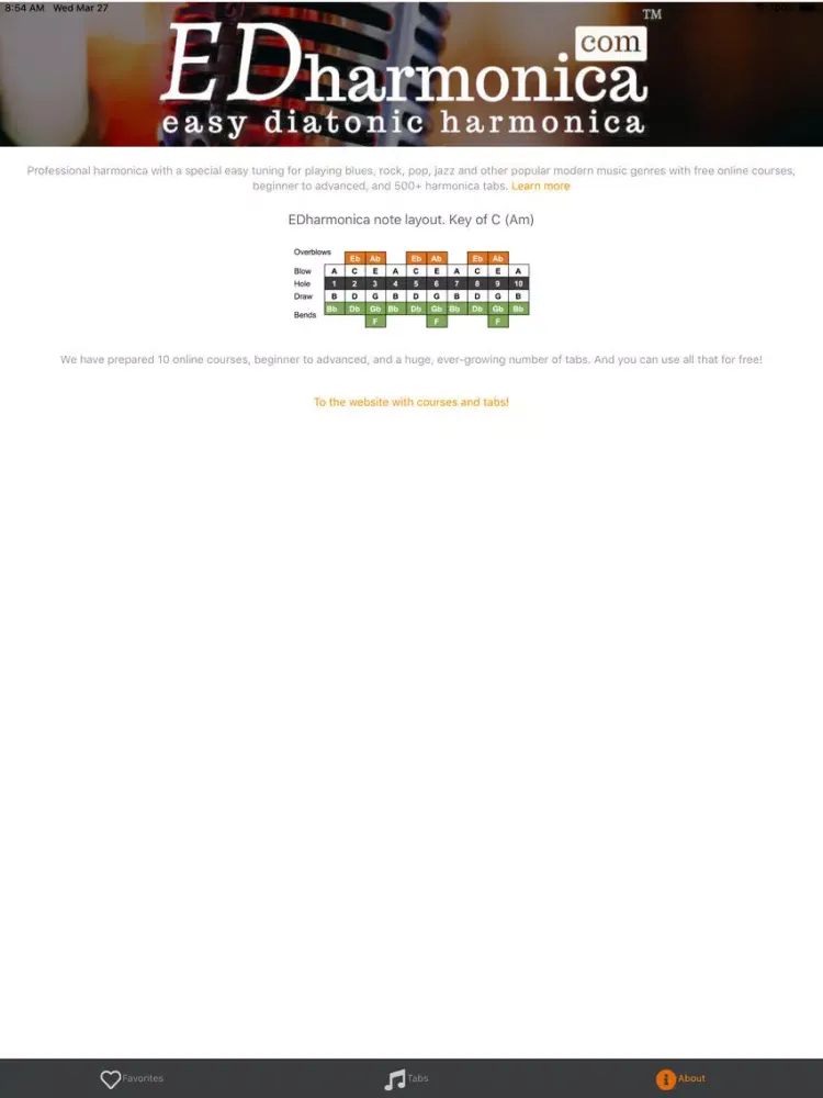 Capturas de tela do Easy diatonic harmonica tabs iPad 