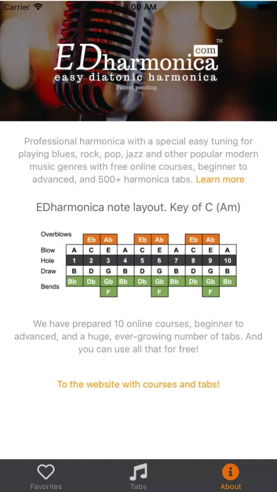 Capturas de tela do Easy diatonic harmonica tabs