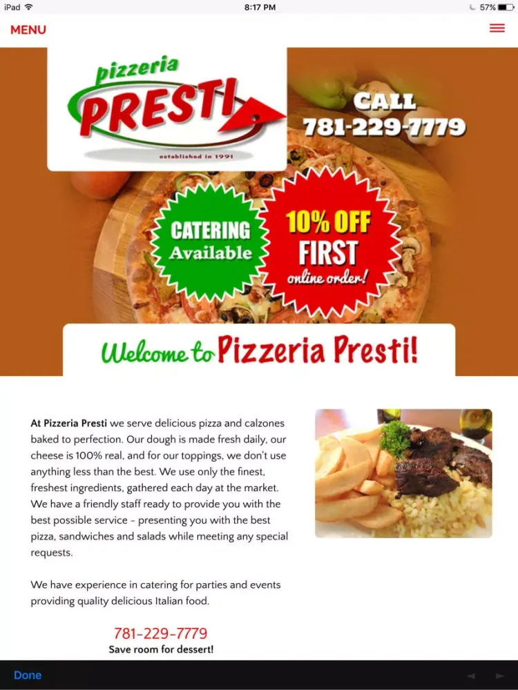 Pizzeria Presti Burlington iPad  سکرین شاٹس