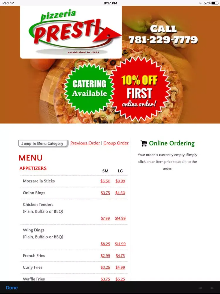 Pizzeria Presti Burlington iPad  سکرین شاٹس