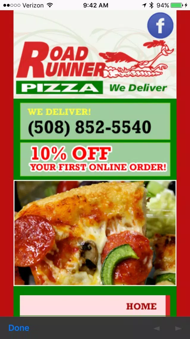 Ảnh chụp màn hình của Road Runner Pizza