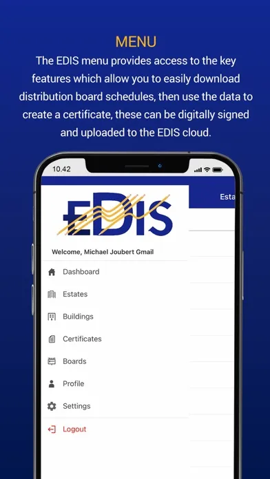 Zrzuty ekranu EDIS electrical certificates