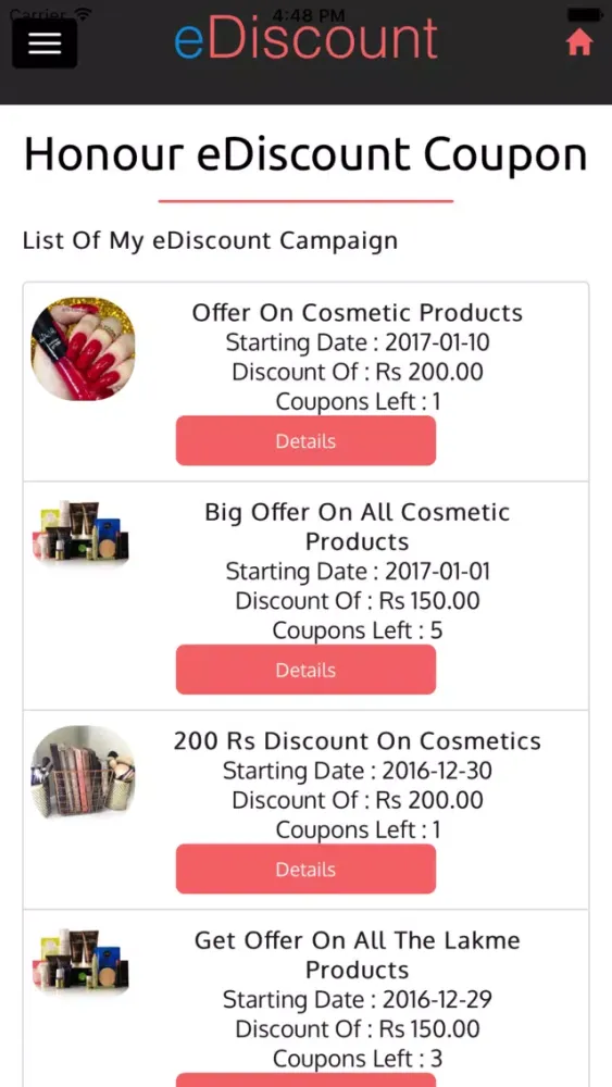 Capturas de pantalla de eDiscount Merchant