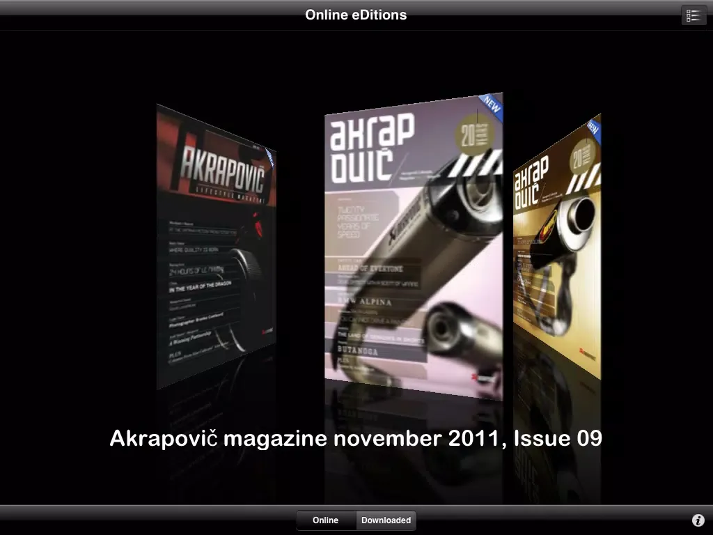 AKRAPOVIČ LIFESTYLE eMAGAZINES iPad  Screenshots