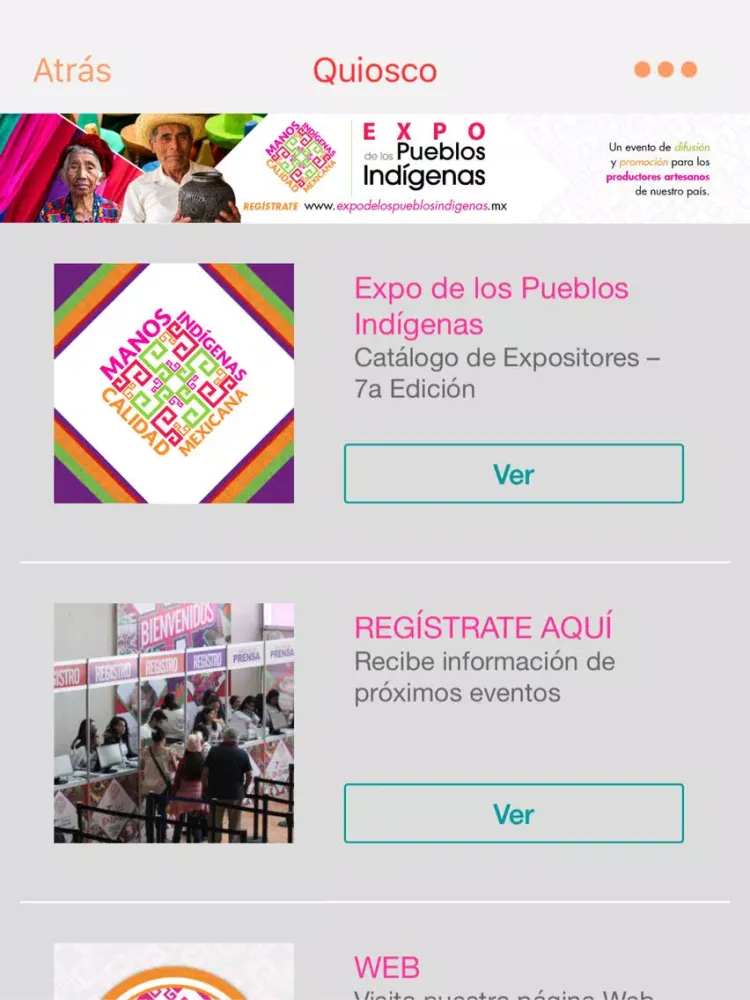 Tangkapan layar Expo de los Pueblos Indígenas iPad 