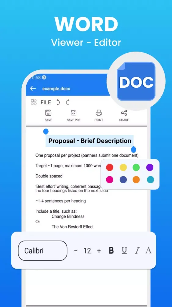Edit Word, XLSX - PDF Reader Screenshots