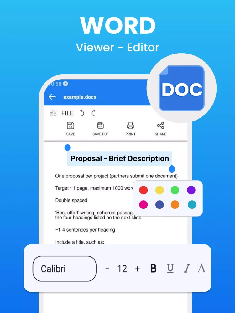 Edit Word, XLSX - PDF Reader Screenshots
