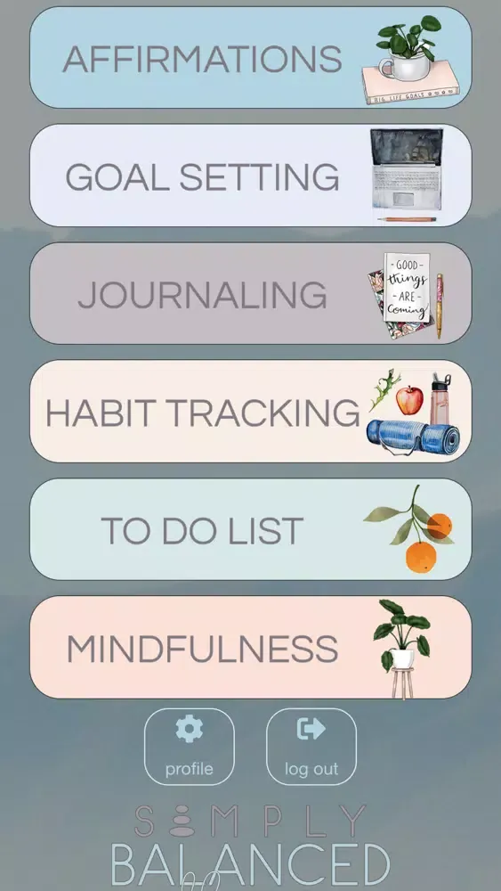 Capturas de tela do Simply Balanced Self Care