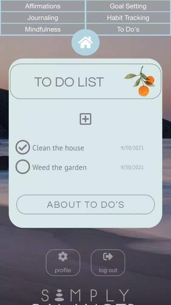 Capturas de tela do Simply Balanced Self Care